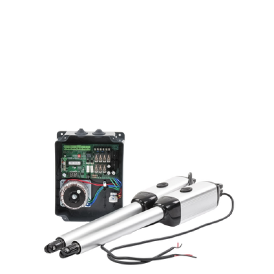 Kit de brazos para automatizar portones vehiculares abatibles de 2 hojas/ 3 Mts / 300 Kg / Uso solo residencial / Compatible con respaldo de energía 
