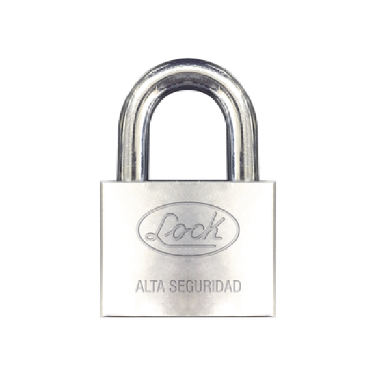 Candado de hierro alta seguridad con llave de disco/ Acabado Cromado/ Llaves Abloy/ Medida de Horquilla 34 mm.