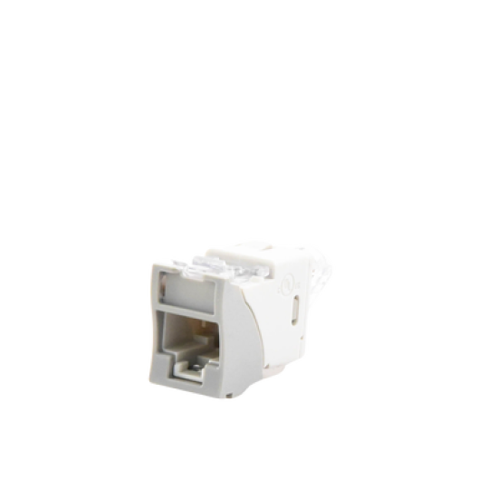 Jack UltraMAX Cat6A, UTP, Montaje híbrido en Placa de Pared (Plano y Angulado), Color Gris, Punch Down