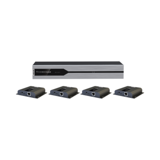 Kit Divisor y Extensor HDMI (Extender Splitter)  / Divide 1 Fuente HDMI a 4 Pantallas / Extiende la señal HDMI hasta 120 m / Resolución 4Kx2K @ 30 Hz / Cat 6/6a / Uso 24/7 / Longitud del cable autoajustable 