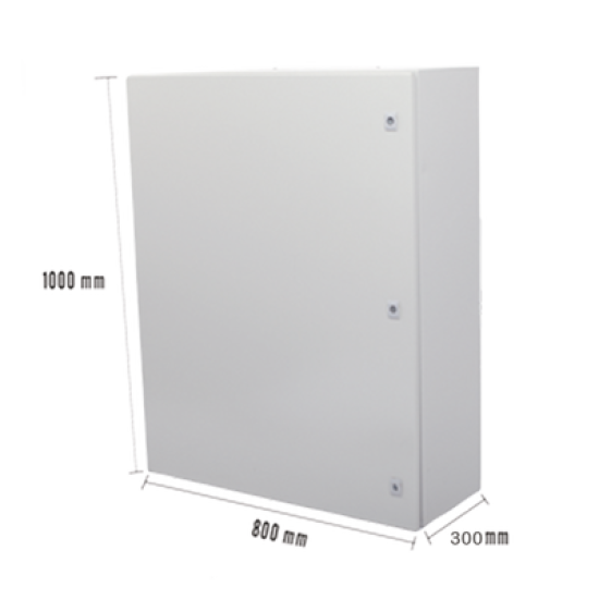 Gabinete de Acero IP66 Uso en Intemperie (800 x 1000 x 300 mm) con Placa Trasera Interior Metálica y Compuerta Inferior Atornillable (Incluye Chapas y Llaves T).