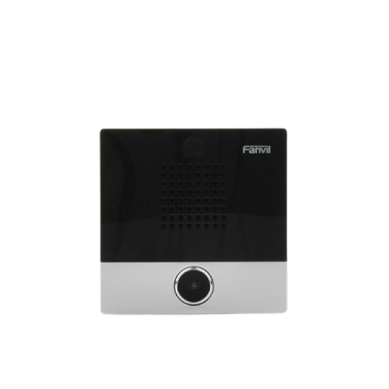 Mini Intercomunicador para hotelería y hospitales, con diseño elegante, PoE, 1 botón, 1 relevador integrado de salida y entrada.