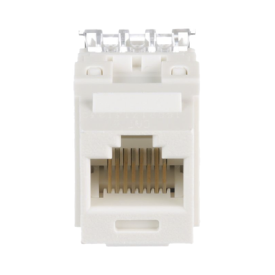 Conector Jack Estilo 110 (de Impacto), Tipo Keystone, Categoría 6, de 8 posiciones y 8 cables, Color Blanco mate