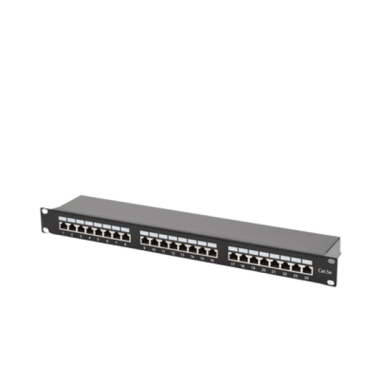 Panel de parcheo de impacto Blindado (STP) de 24 puertos Cat5e, 19in
