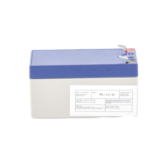 Batería 12 Vcc / 12 Ah / UL / Tecnología AGM-VRLA / Para uso en equipo electrónico Alarmas de intrusión / Incendio/ Control de acceso / Video Vigilancia / Terminales F2 / Cargador recomendado CHR-80. 