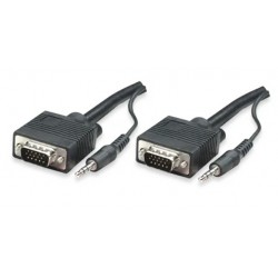 Cable VGA SVGA (HD15) macho a macho con audio 3.5 mm estéreo integrado de 1.8 m  