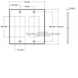 Placa Tapa Contacto Eléctrico Doble + 2 Cat6 Ponchable ABS