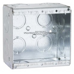 Caja chalupa galvanizada para placa tapa doble gang