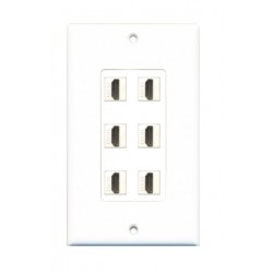 Placa Tapa Decora 6 puertos HDMI rectos Keystone