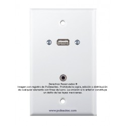 Placa Tapa USB 2.0 + Audio Jack 3.5 mm en ABS