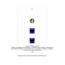 Placa Tapa Decora USB 2.0 Tipo A + 2 Jack Rj45 Cat6