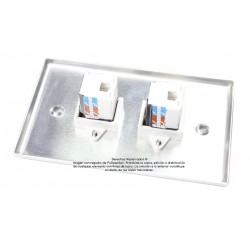Placa Tapa 2 Jack RJ45 Cat6 crimpado en Aluminio