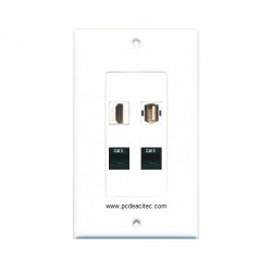 Placa Tapa ABS HDMI 4k + USB 2.0 + 2 Jack RJ45 Cat5 crimpado