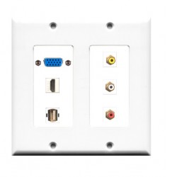 Placa Tapa doble gang en ABS VGA + HDMI + USB 2.0 + AV 3 RCA