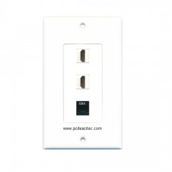 Placa Tapa decora ABS con 2 HDMI + Jack RJ45 Cat5e