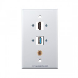 Placa Tapa HDMI + USB 3.0 + coaxial tipo F en ABS