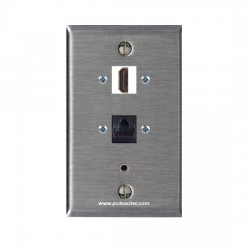 Placa Tapa Inoxidable HDMI + Jack RJ45 Cat5 + audio Jack 3.5 mm