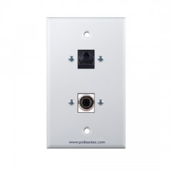 Placa Tapa RJ45 Cat5e ponchable + Toslink en ABS