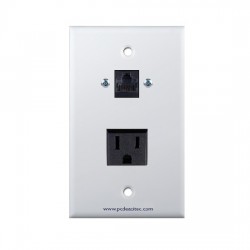 Placa Tapa RJ45 Cat6 + Contacto Eléctrico Aterrizado en ABS