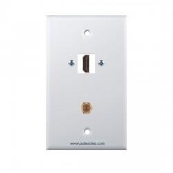 Placa Tapa HDMI + Cople antena coaxial F en ABS