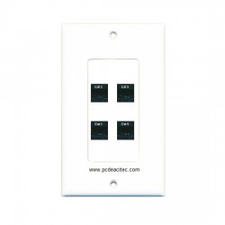 Placa Tapa decora ABS con 4 Jacks RJ45 Cat5e