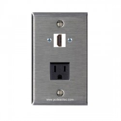 Placa Tapa HDMI + Contacto Eléctrico en Acero Inoxidable