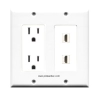Placa Tapa 2 HDMI 4k + Contacto Eléctrico Dual en ABS