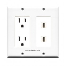 Placa Tapa 2 HDMI + Doble Contacto Eléctrico en ABS