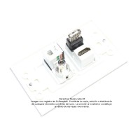 Placa Tapa Decora HDMI 4k + USB 2.0 + Jack 3.5 mm + RJ45 Cat5 en ABS