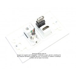 Placa Tapa Decora HDMI + USB 2.0 + Jack 3.5 mm + RJ45 Cat5 en ABS