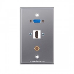 Placa Tapa VGA + HDMI + cople coaxial F en Aluminio