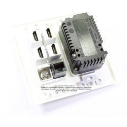 Placa Tapa Decora Contacto Eléctrico Dual + 2 USB carga + 4 HDMI 4k + Cople Jack RJ45 Cat6 + Conector roscado F