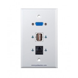 Placa Tapa VGA + USB 2.0 + Cat5e ponchable en ABS