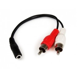 Cable audio jack de 3.5 mm estéreo a 2RCA plug macho de 15 cm