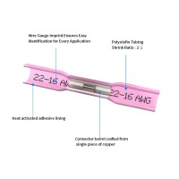 Conector para unión por crimpado termorretráctil, grado marino 22-16 AWG Rojo