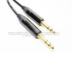 Cable estéreo TRS a TRS 6.3 mm Canare - Neutrik en oro grado estudio de 2 m