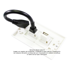 Placa Tapa Decora HDMI 4k pigtail + USB 2.0 en ABS