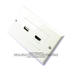 Placa Tapa Decora HDMI 4k+ USB 2.0 en ABS