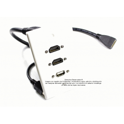 Placa Tapa doble HDMI 4k pigtail + USB 2.0 pigtail en ABS