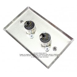 Placa Tapa XLR Canon hembra doble soldable en Acero Inoxidable