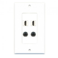 Placa Tapa 1 Gang Decora 2 HDMI + 2 Jack 3.5 mm