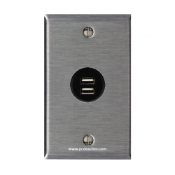 Placa Tapa doble USB 2.0 pigtail en Acero Inoxidable