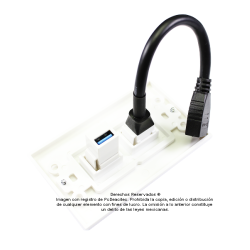 Placa Tapa Decora HDMI 4k pigtail + USB 3.0 en ABS