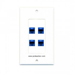 Placa Tapa Decora 4 Jack RJ45 Cat6 en ABS