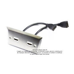 Placa Tapa doble HDMI 4k pigtail en Acero Inoxidable