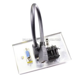 Placa Tapa VGA + HDMI 4k pigtail + Audio Jack 3.5 mm +  Interruptor 1 polo 2 tiros en Aluminio