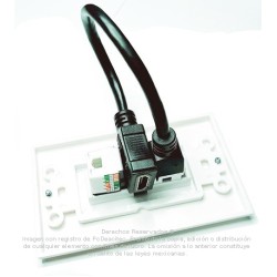 Placa Tapa Decora HDMI 4k pigtail + Jack RJ45 Cat6 en ABS