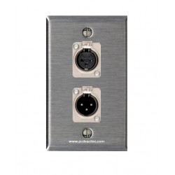 Placa Tapa XLR hembra + XLR macho Canon doble soldable en Acero Inoxidable