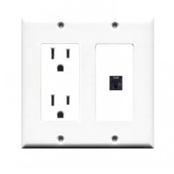 Placa Tapa Contacto Eléctrico Doble + Cat6 Ponchable ABS