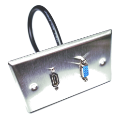 Placa Tapa VGA + HDMI 4k pigtail en Acero Inoxidable